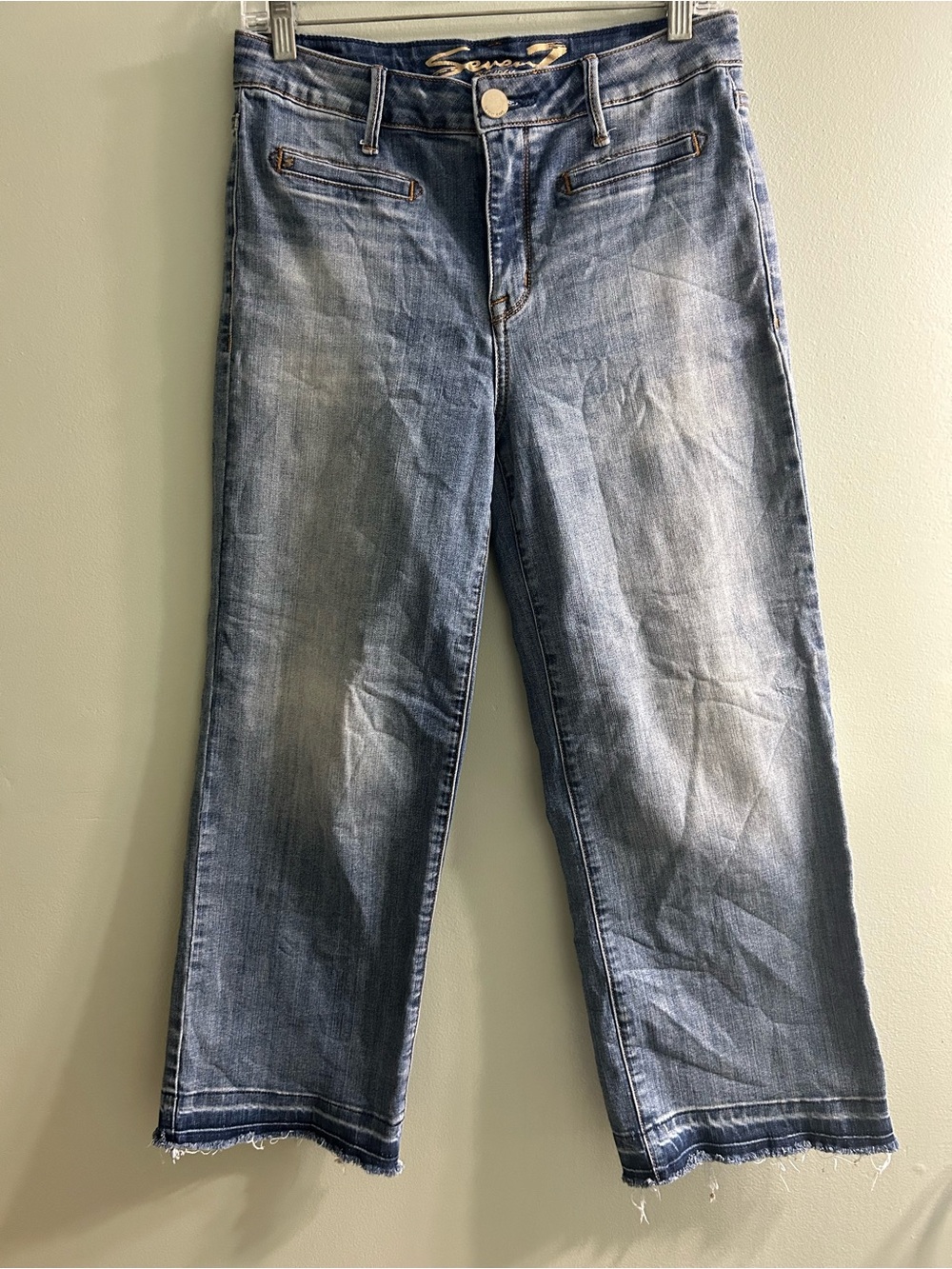 Seven7 high rise wide leg cropped jeans